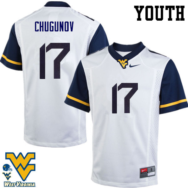 NCAA Youth Mitch Chugunov West Virginia Mountaineers White #17 Nike Stitched Football College Authentic Jersey YW23K21TM